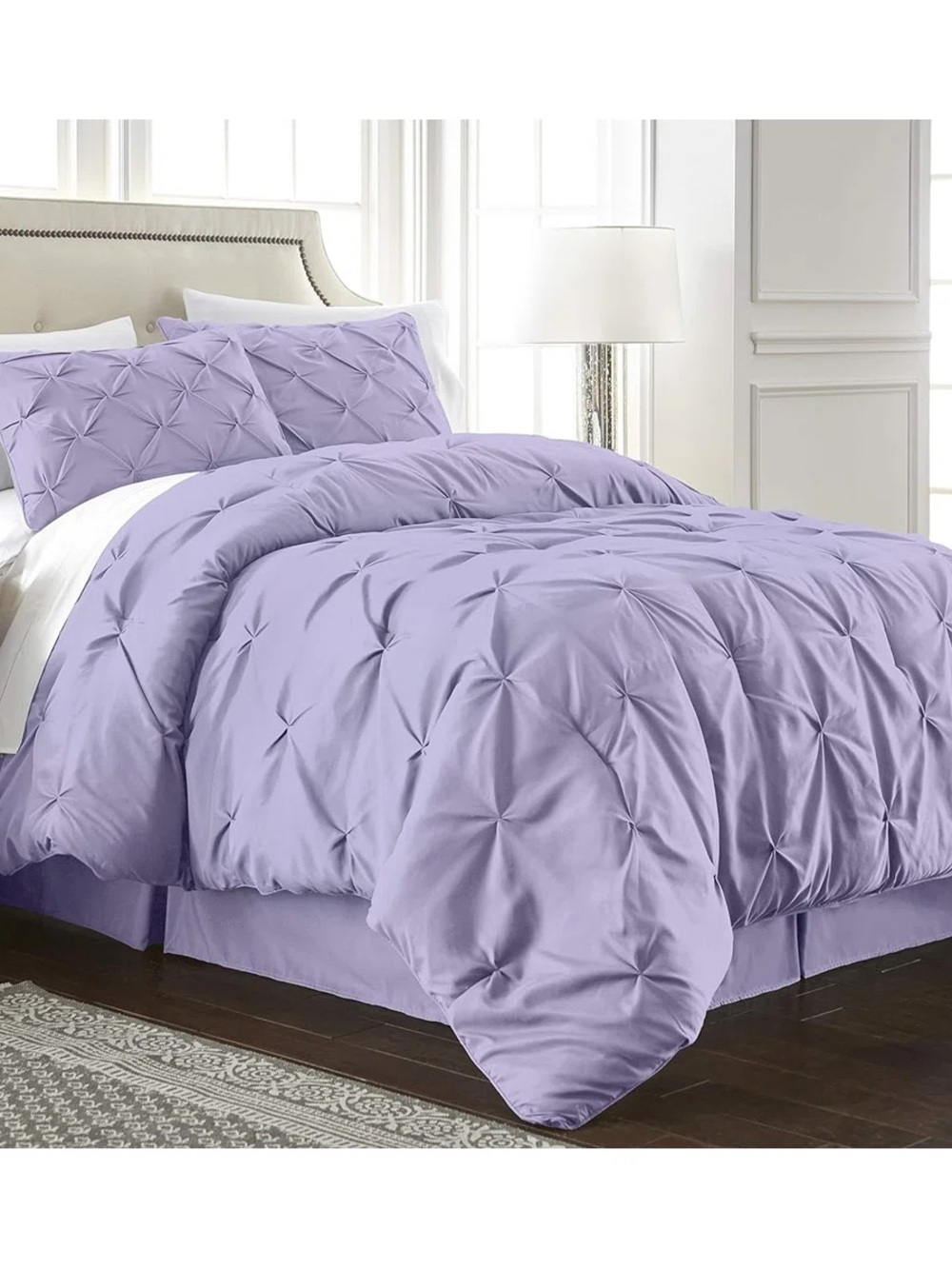Lavender Pintuck Queen duvet Set